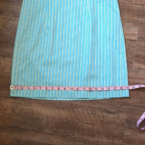 Talbots Striped Mini Dress Made in The USA Aqua 100% Cotton Women's Size 4 - Picture 10 of 10